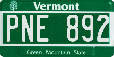 VT license plate PNE892
