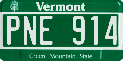 VT license plate PNE914