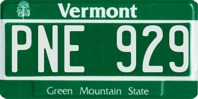 VT license plate PNE929
