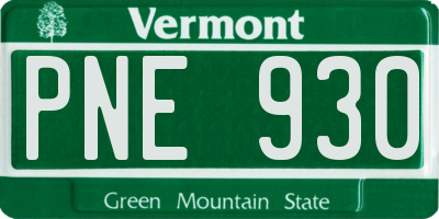VT license plate PNE930