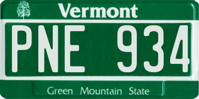 VT license plate PNE934