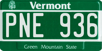 VT license plate PNE936