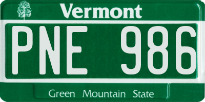 VT license plate PNE986
