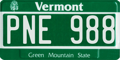 VT license plate PNE988
