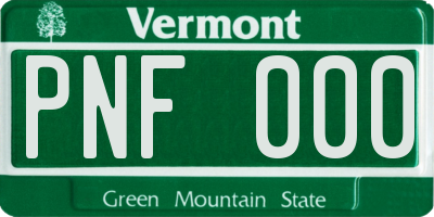 VT license plate PNF000