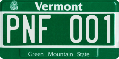 VT license plate PNF001