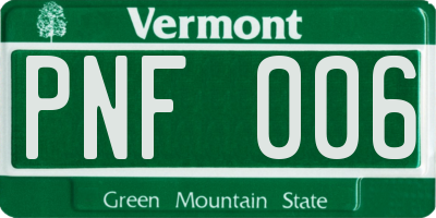 VT license plate PNF006