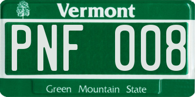 VT license plate PNF008