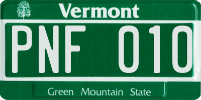 VT license plate PNF010