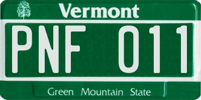 VT license plate PNF011