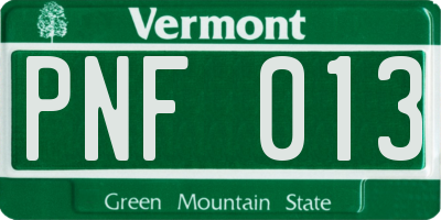 VT license plate PNF013