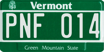 VT license plate PNF014