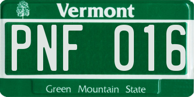 VT license plate PNF016