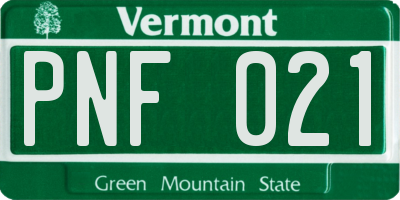 VT license plate PNF021