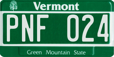 VT license plate PNF024