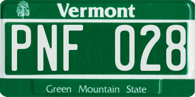 VT license plate PNF028