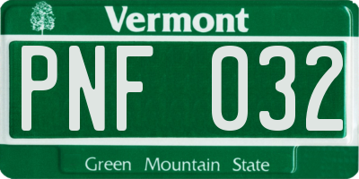 VT license plate PNF032