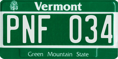 VT license plate PNF034