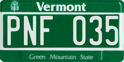 VT license plate PNF035