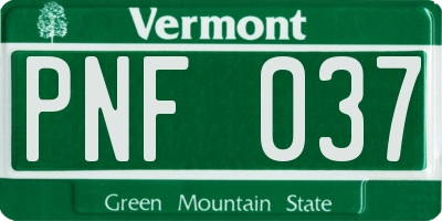 VT license plate PNF037