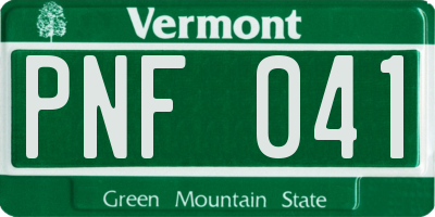 VT license plate PNF041