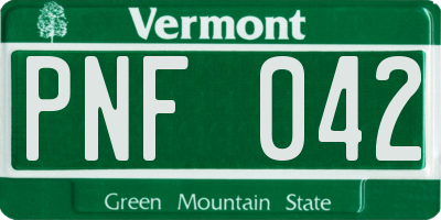 VT license plate PNF042