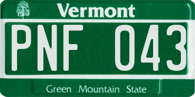 VT license plate PNF043