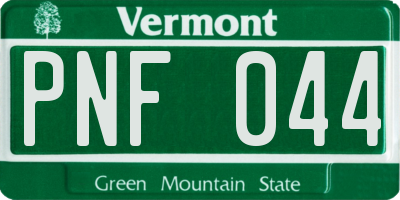 VT license plate PNF044