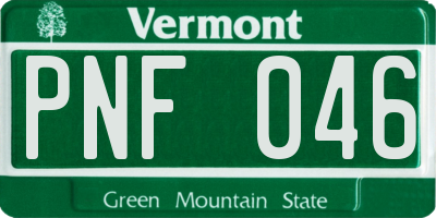 VT license plate PNF046
