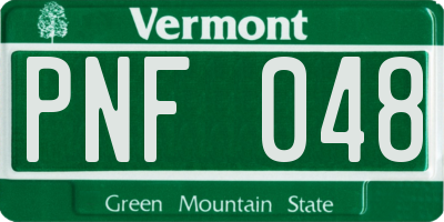 VT license plate PNF048