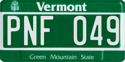 VT license plate PNF049