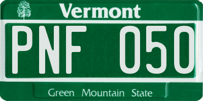 VT license plate PNF050