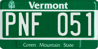 VT license plate PNF051