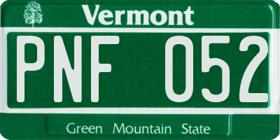 VT license plate PNF052