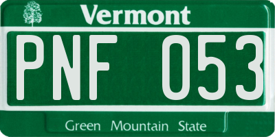 VT license plate PNF053