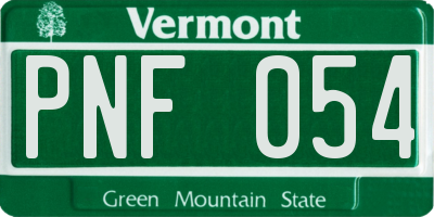VT license plate PNF054