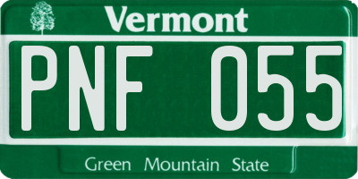 VT license plate PNF055