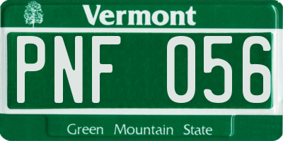 VT license plate PNF056