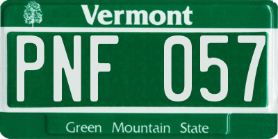 VT license plate PNF057