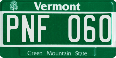 VT license plate PNF060