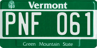 VT license plate PNF061
