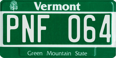 VT license plate PNF064