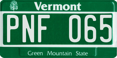 VT license plate PNF065