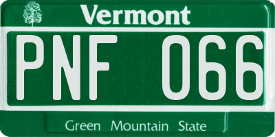 VT license plate PNF066