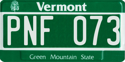 VT license plate PNF073