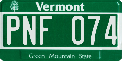 VT license plate PNF074