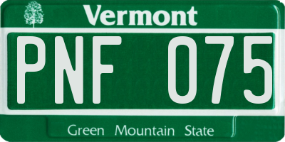 VT license plate PNF075