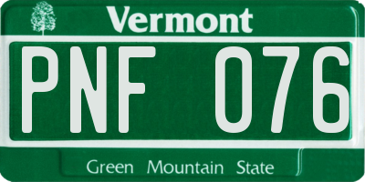 VT license plate PNF076