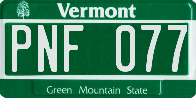 VT license plate PNF077