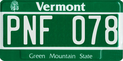VT license plate PNF078